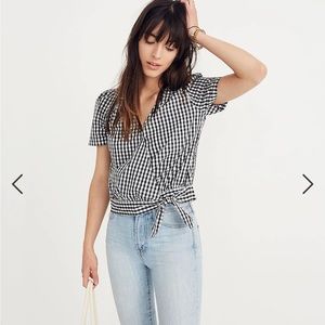 Madewell Gingham Wrap Top